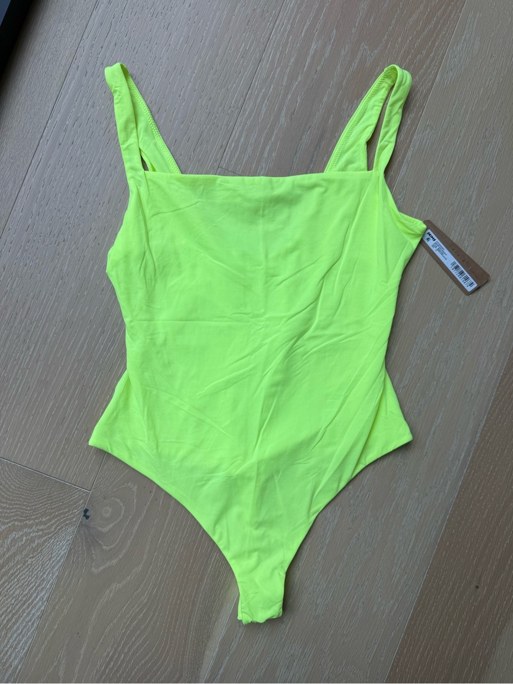 SKIMS Fits Everybody Square Neck Bodysuit - Neon Green Highlighter